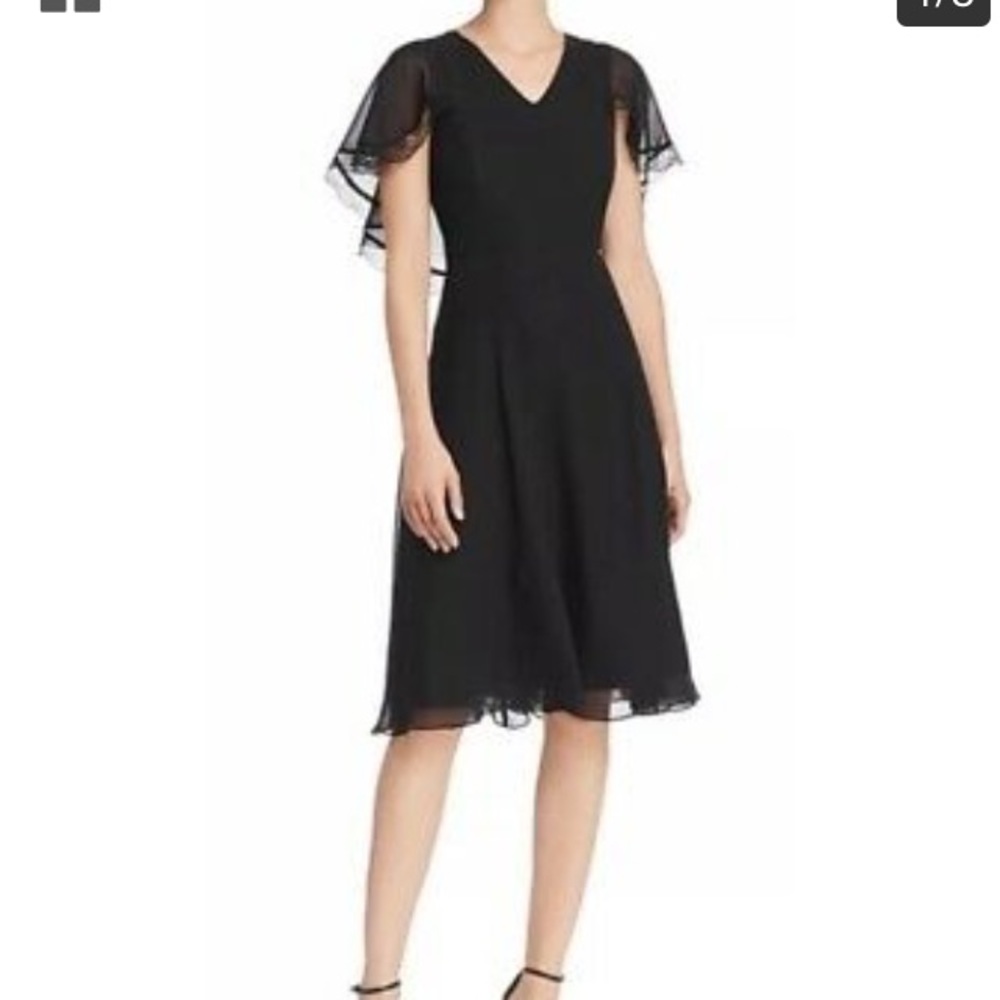 Nanette Lepore Chiffon Fit-and-Flare Cape Dress